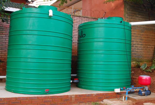A KZN household with 10000l storage tanks and pumps