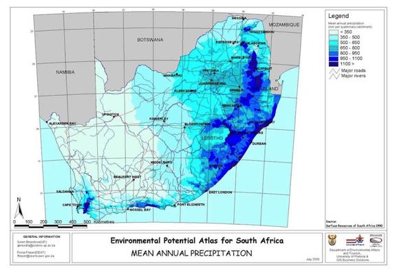 South Africa rainfall map 