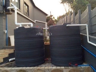 Two 5000l rainwater tanks installed with a WISY WFF150